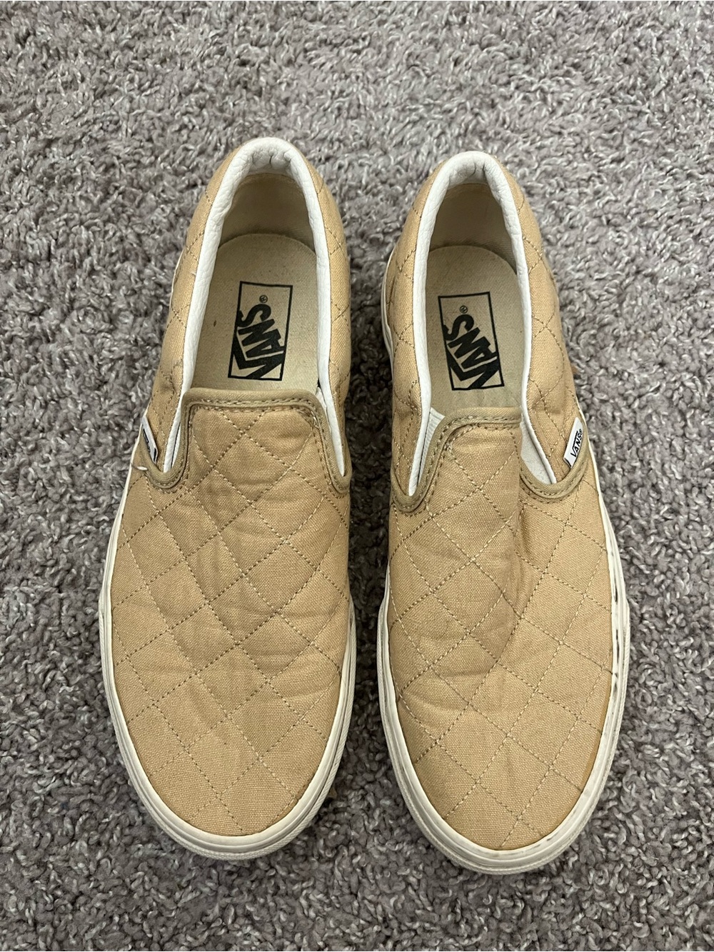 Vans x Madewell Quilted Tan Slip-On Canvas Sneakers